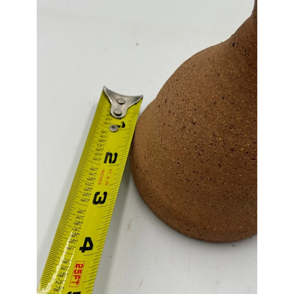 Pottery Bell Unique Small Brown Speckled Textured Stoneware Decor One of a Kind